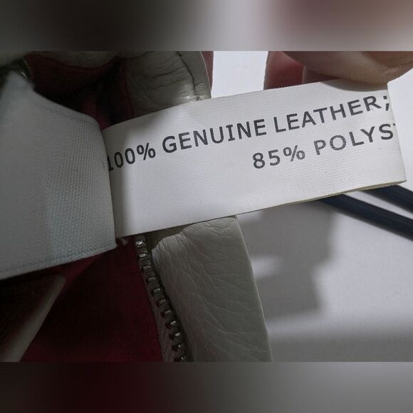 WHBM Soft Leather Clutch Cream Bag Purse Ruffle Zip Closure Inside Pockets Party - Picture 9 of 11